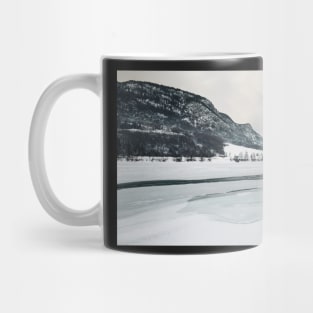 Frozen Lake in Snow-Covered Norwegian Winter Landscape Mug